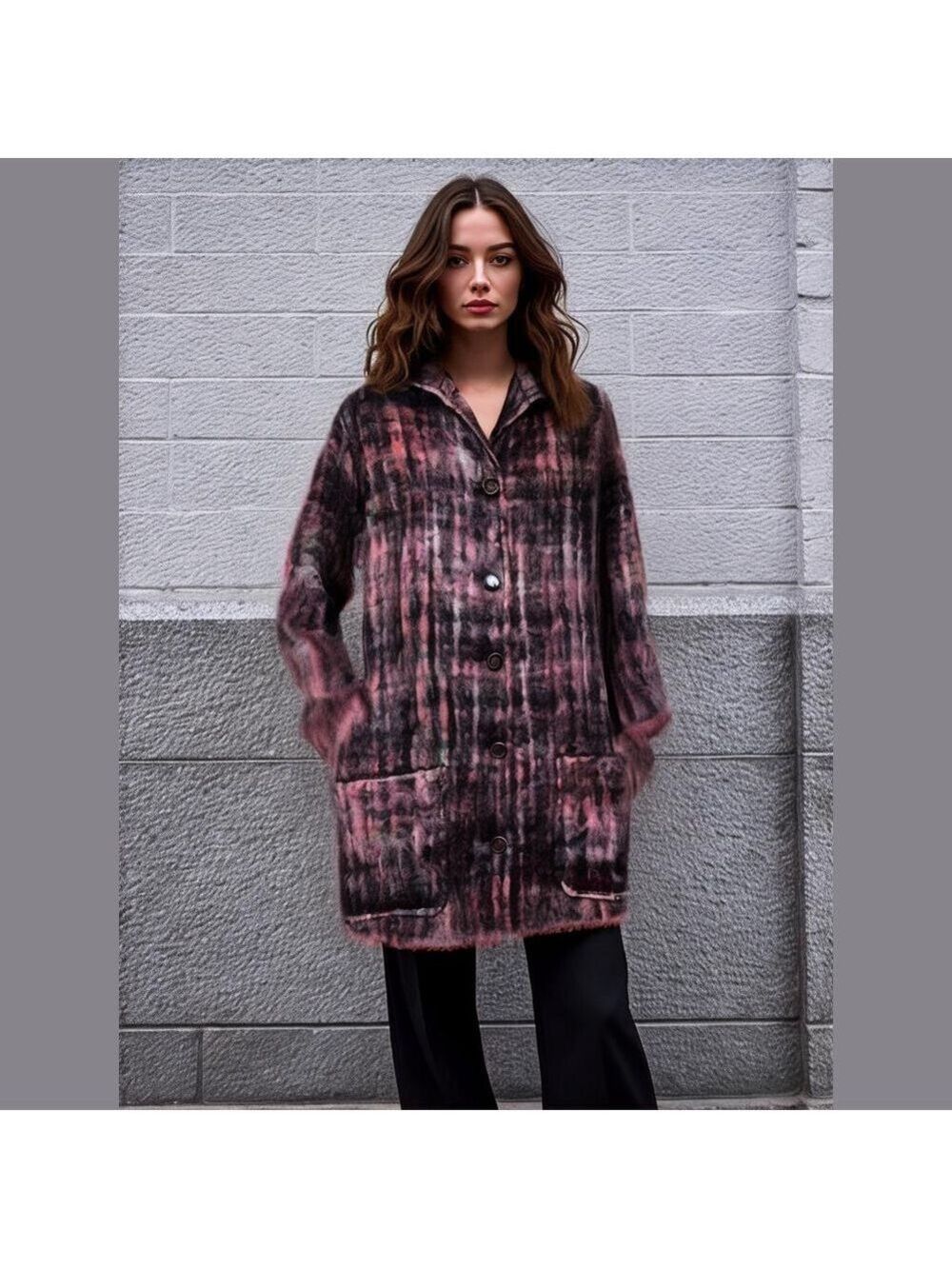 Vintage Plaid Wool Blend Coat Multicolor Unisex cottagecore granny